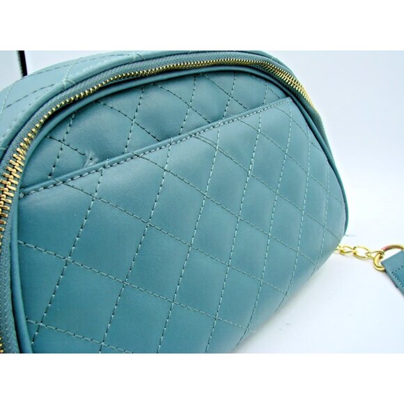 Joy & Iman Leather Quilted Jade Green Crossbody Shoulder Bag Gold Chain & Tassel - Picture 4 of 15